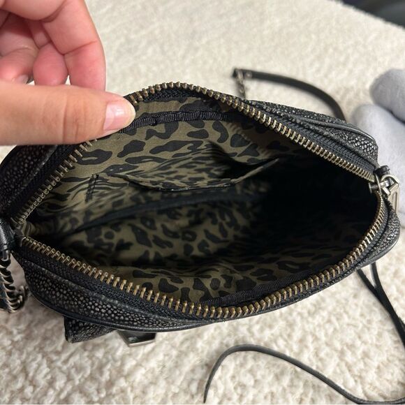 Rebecca Minkoff Black Leather Buckle Bag Crossbody Pebbled Silver - Picture 13 of 16